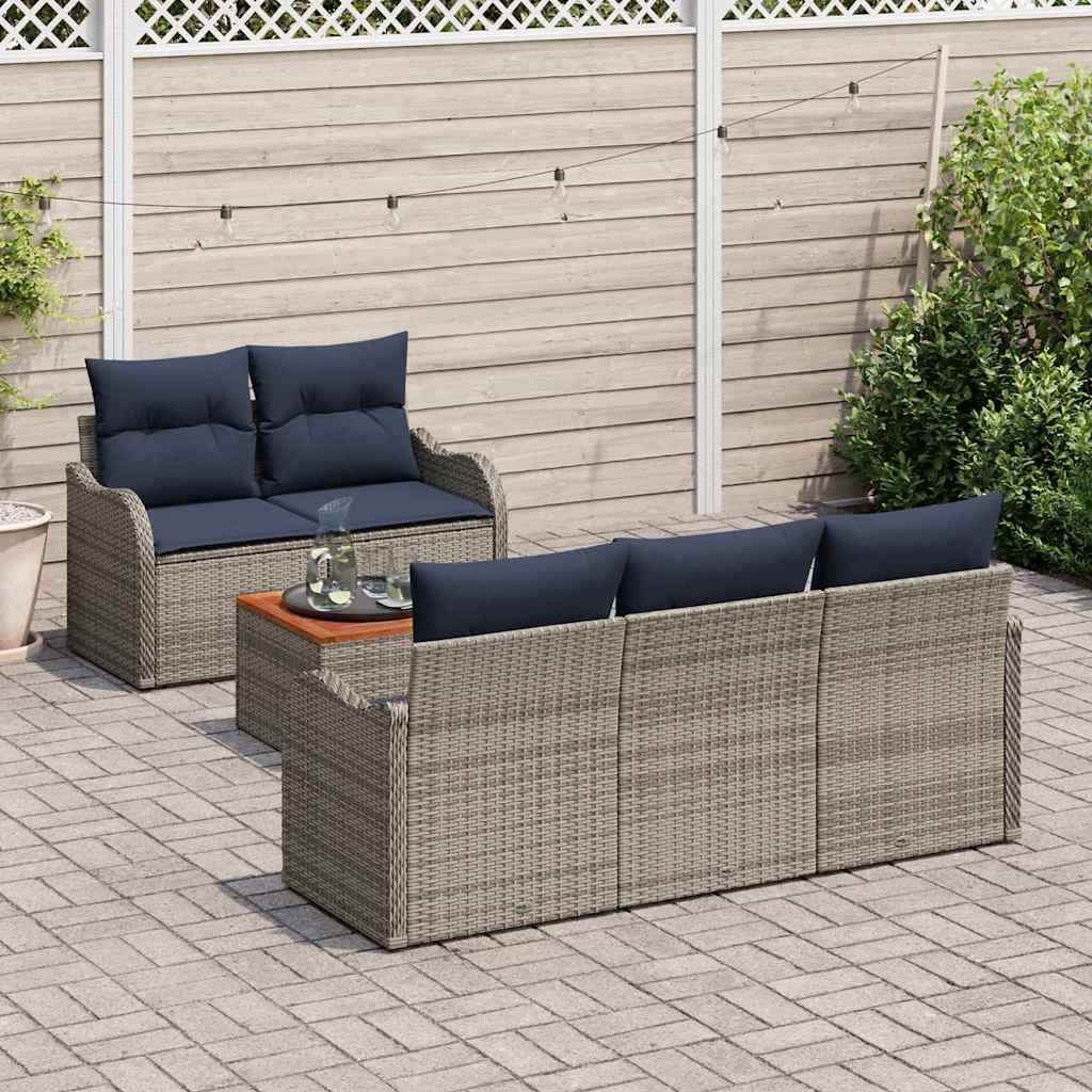 Havesofa Sæt 6 stk. Grå polyrattan