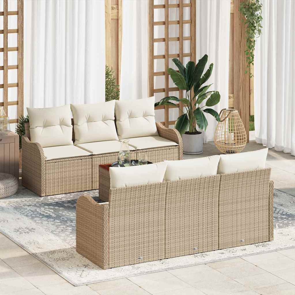 Havesofa Sæt 7 stk. Beige polyrattan