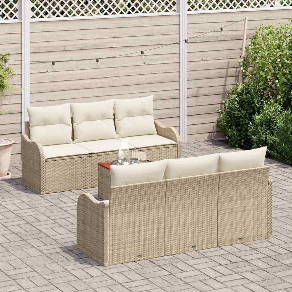 Havesofa Sæt 7 stk. Beige polyrattan
