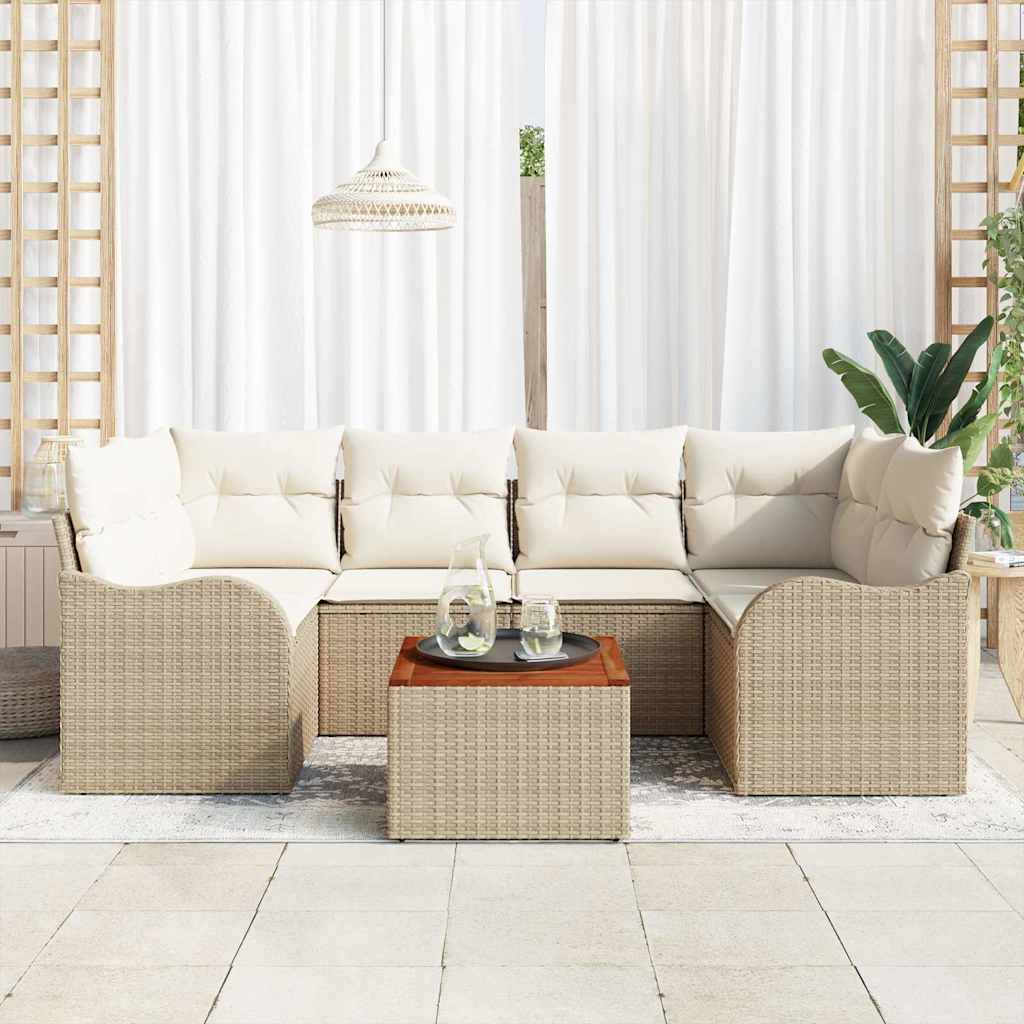 Havesofa Sæt 7 stk. Beige polyrattan