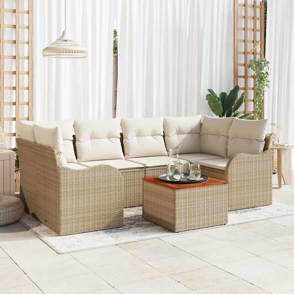 Havesofa Sæt 7 stk. Beige polyrattan