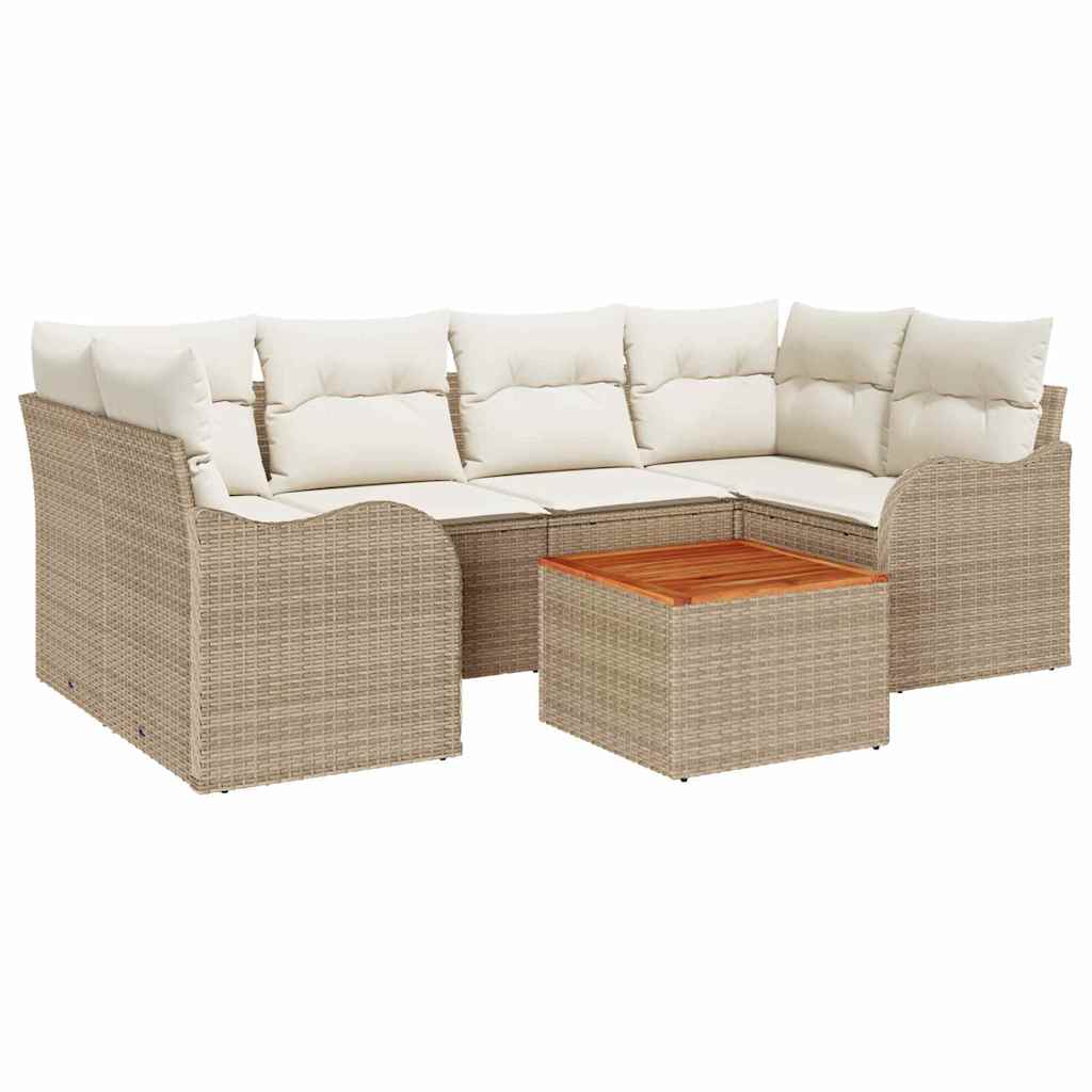 Havesofa Sæt 7 stk. Beige polyrattan