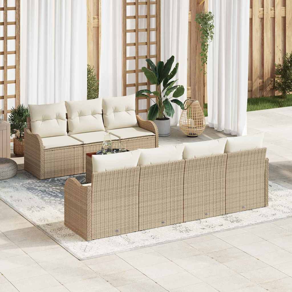 Havesofa Sæt 8 stk. Beige polyrattan