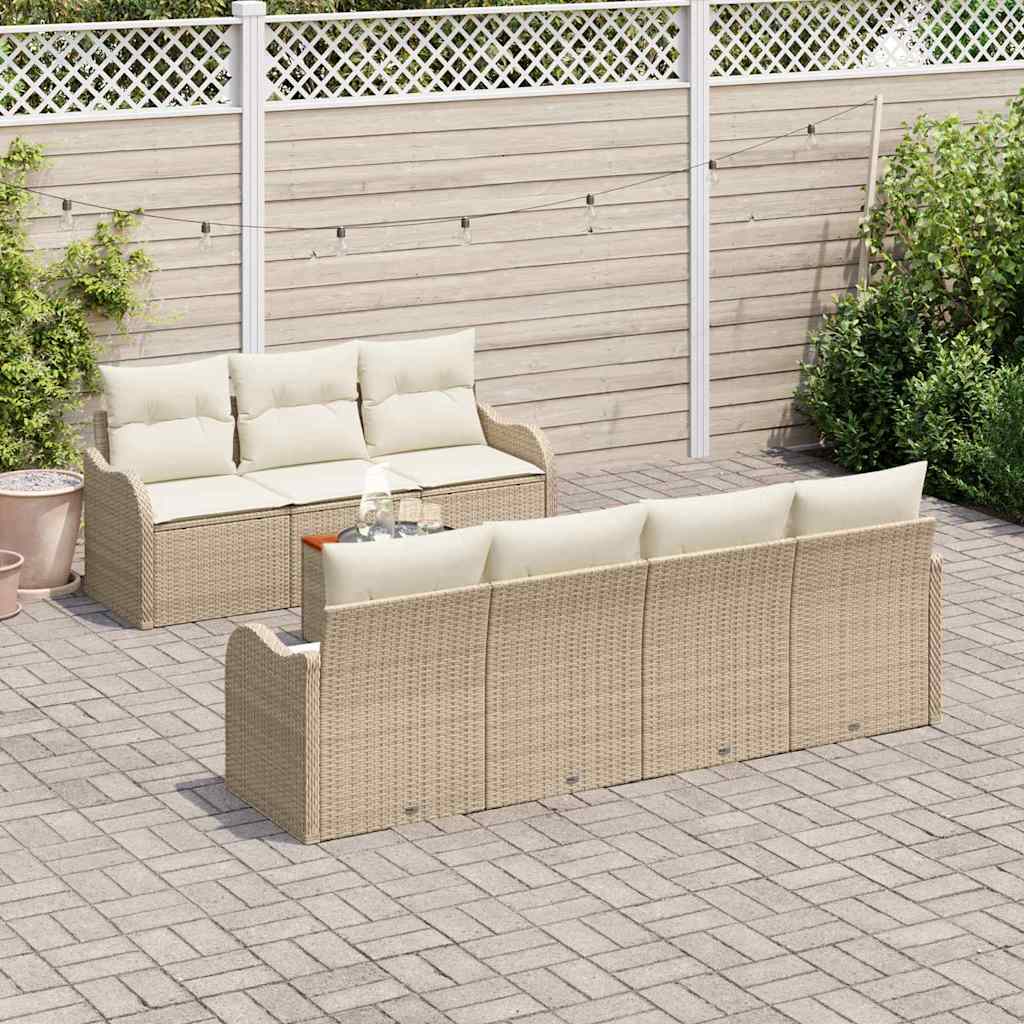 Havesofa Sæt 8 stk. Beige polyrattan