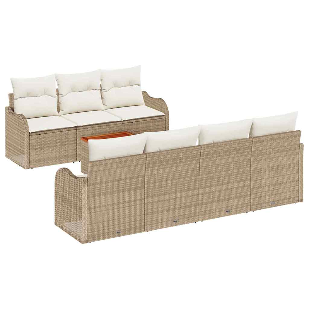 Havesofa Sæt 8 stk. Beige polyrattan