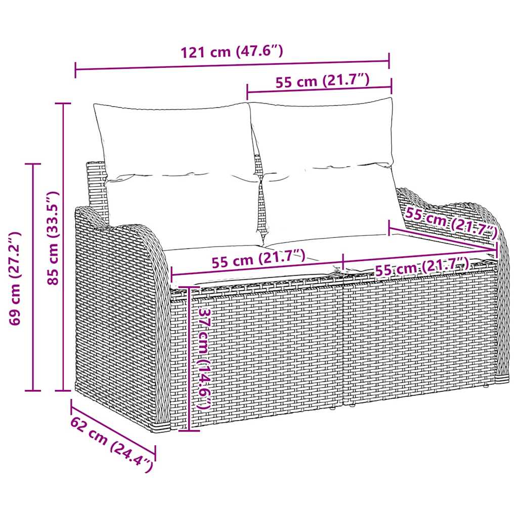 Havesofa Sæt 8 stk. Beige polyrattan