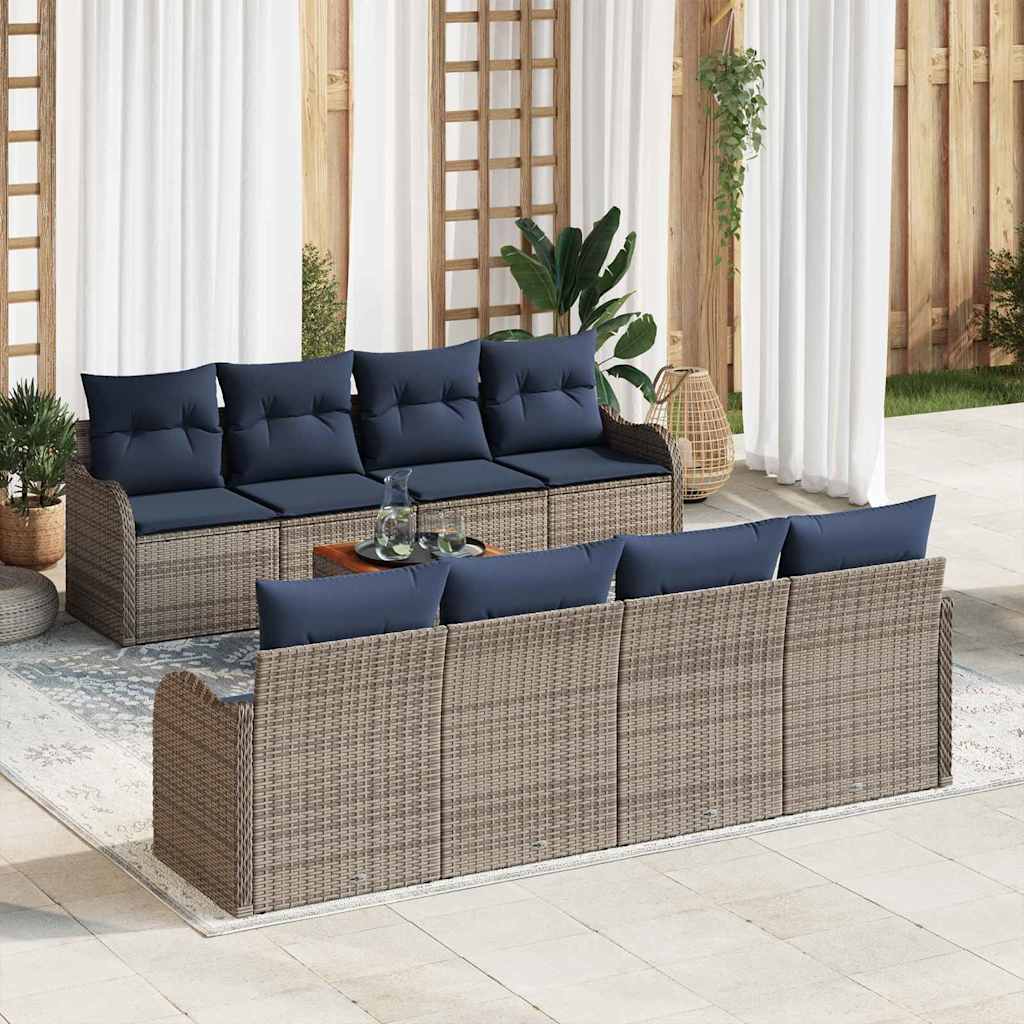 Havesofa Sæt 9 stk. Grå polyrattan