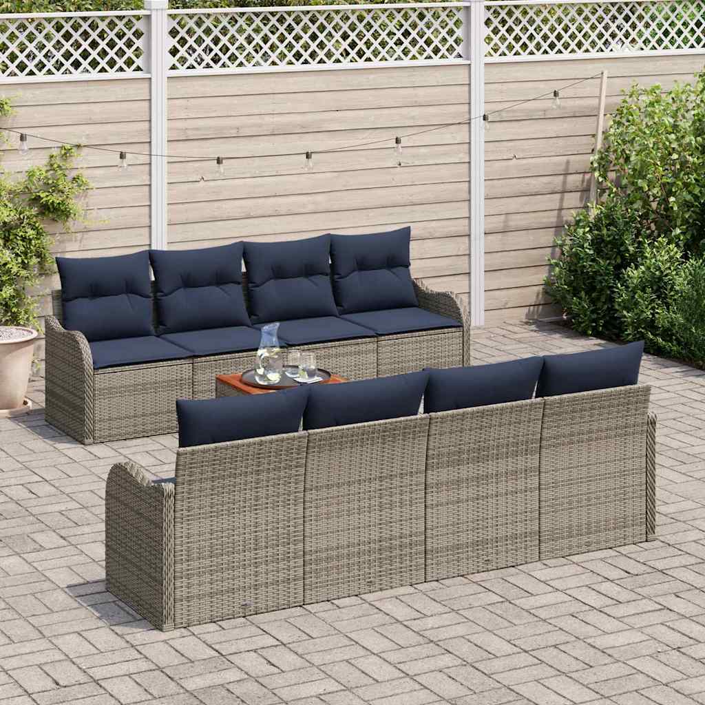 Havesofa Sæt 9 stk. Grå polyrattan