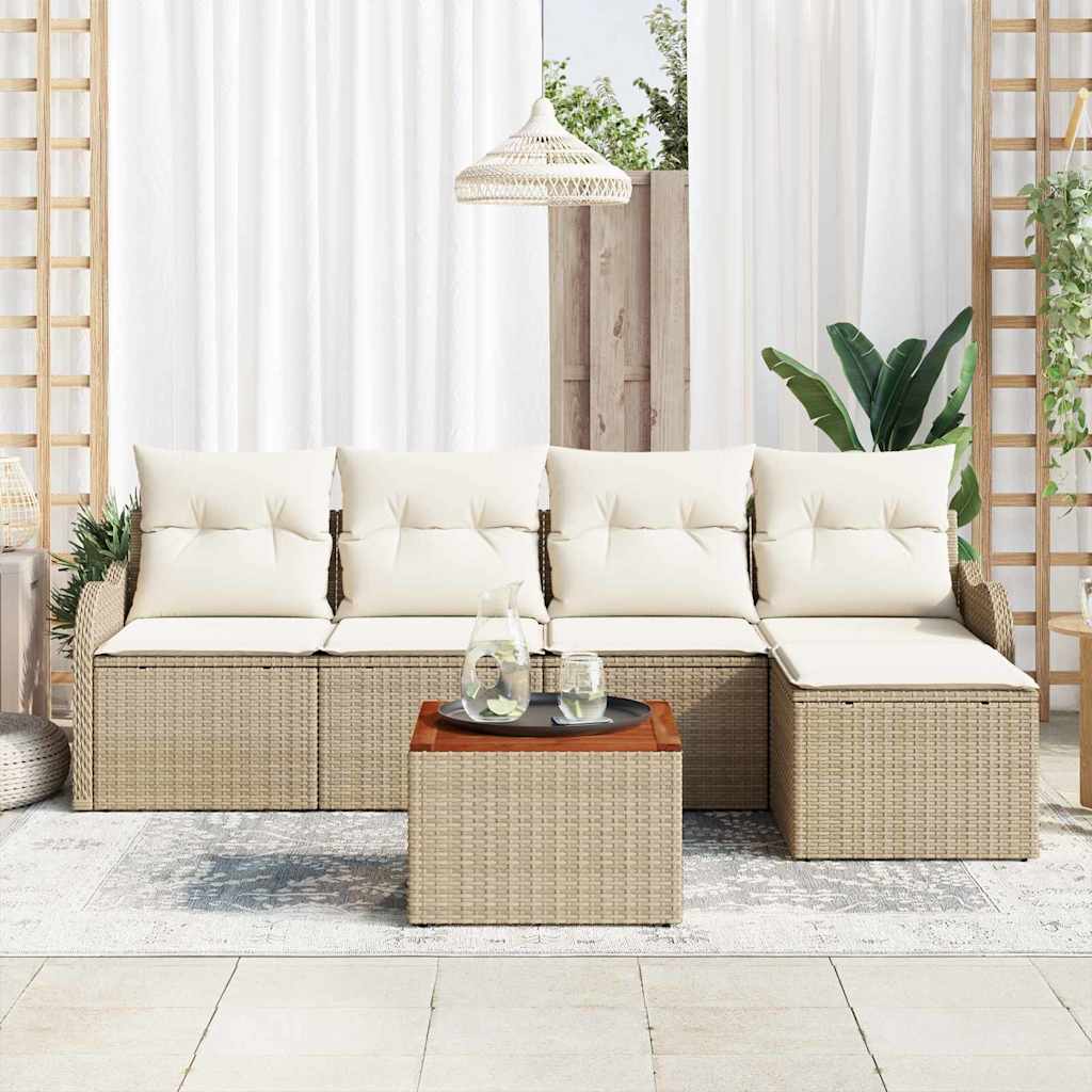Havesofa Sæt 6 stk. Beige polyrattan