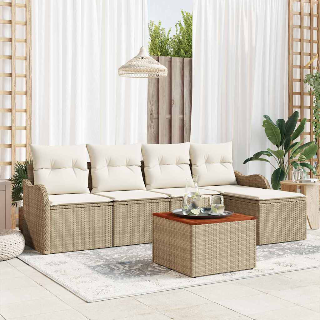 Havesofa Sæt 6 stk. Beige polyrattan