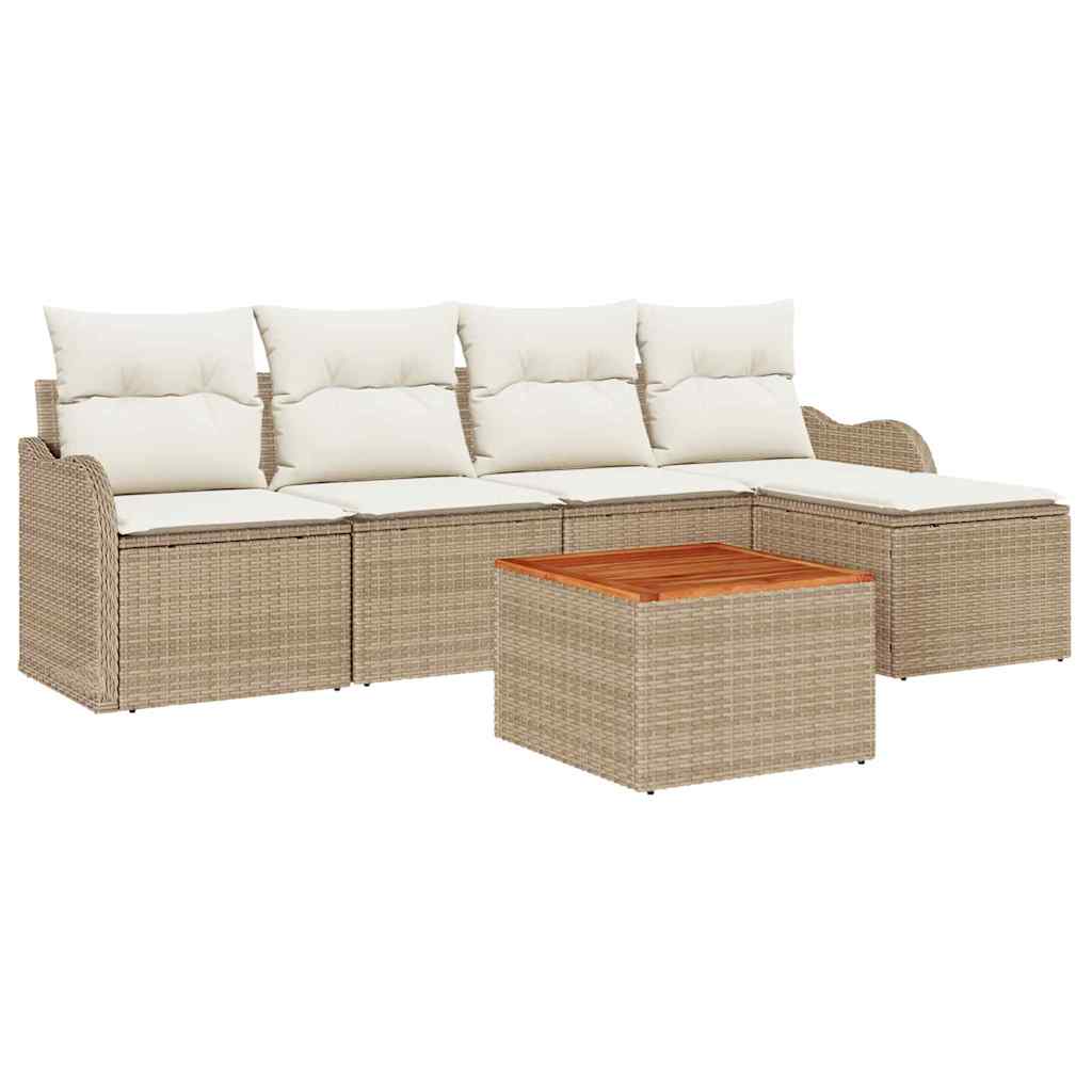 Havesofa Sæt 6 stk. Beige polyrattan