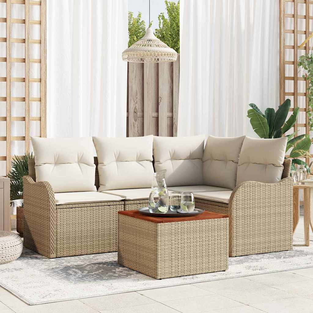 Havesofa Sæt 5 stk. Beige polyrattan