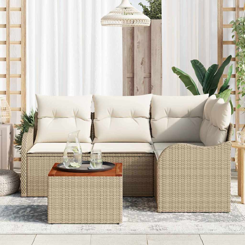 Havesofa Sæt 5 stk. Beige polyrattan