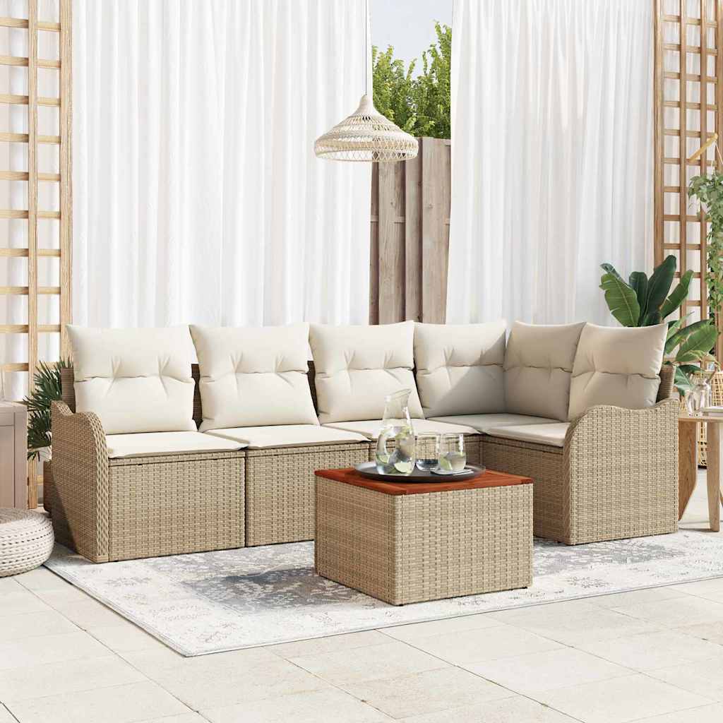 Havesofa Sæt 6 stk. Beige polyrattan