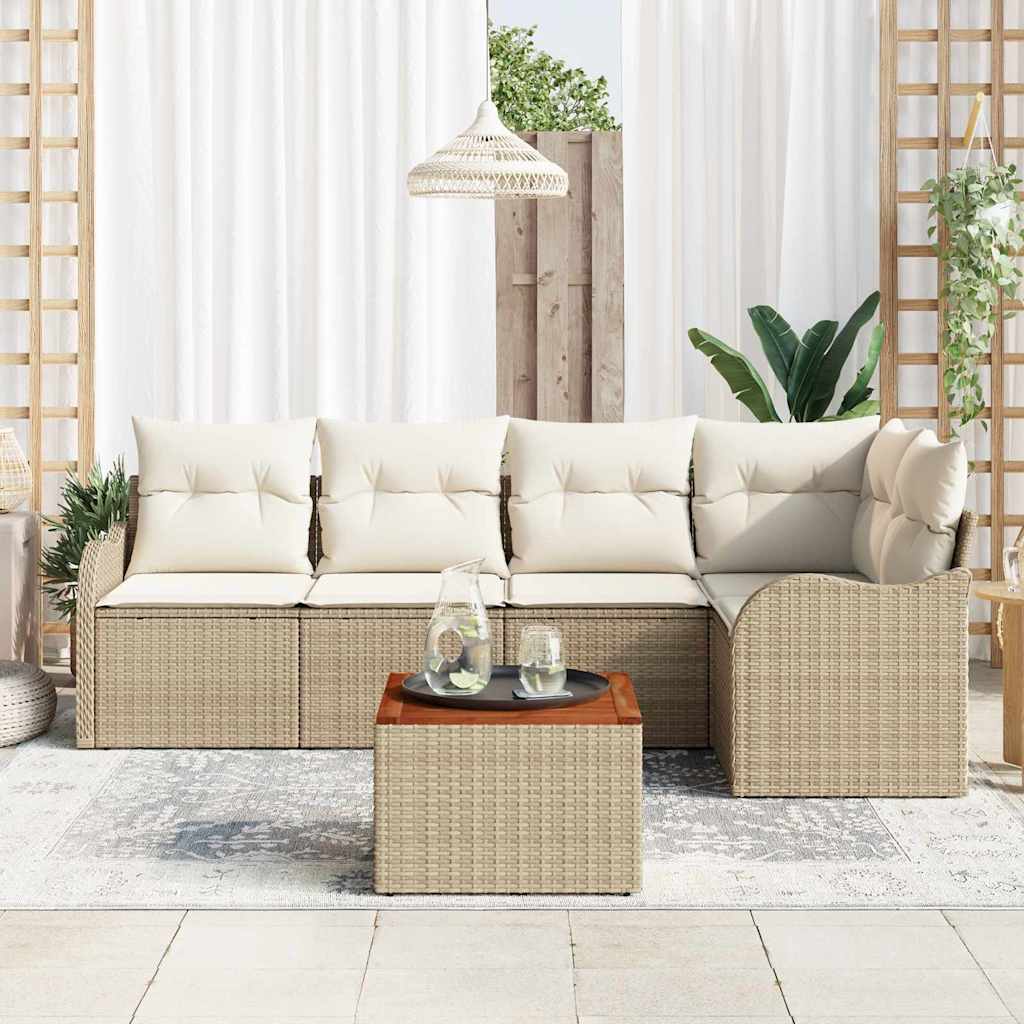 Havesofa Sæt 6 stk. Beige polyrattan