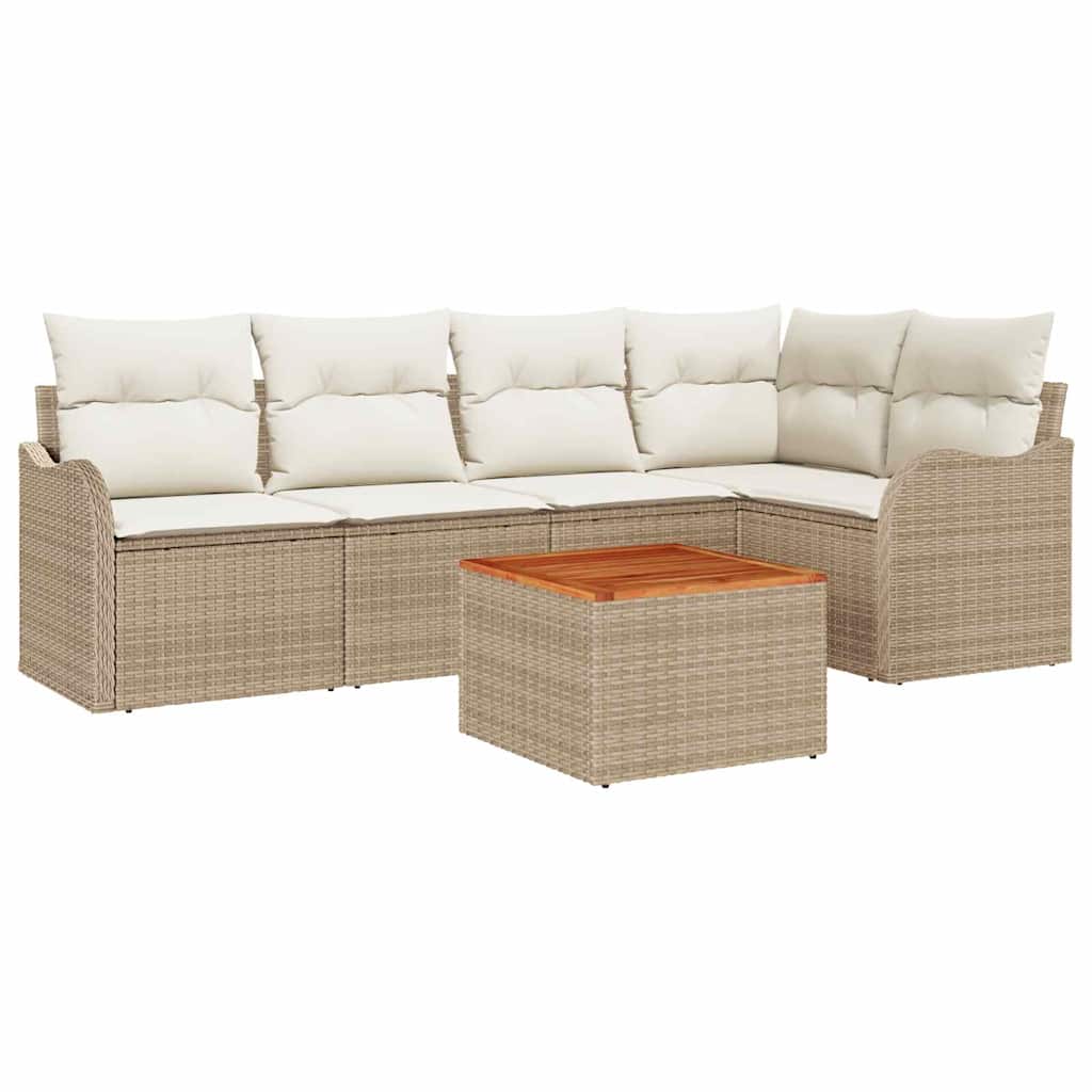 Havesofa Sæt 6 stk. Beige polyrattan