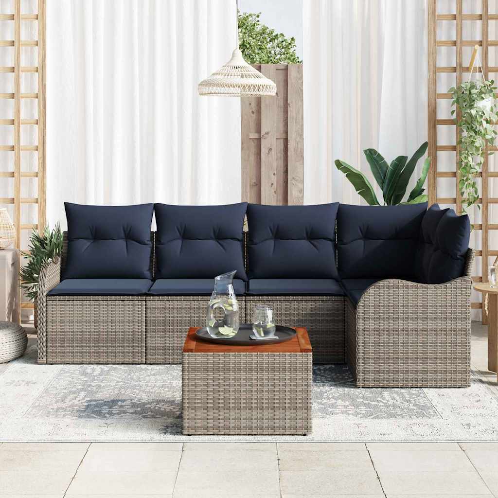 Havesofa Sæt 6 stk. Grå polyrattan