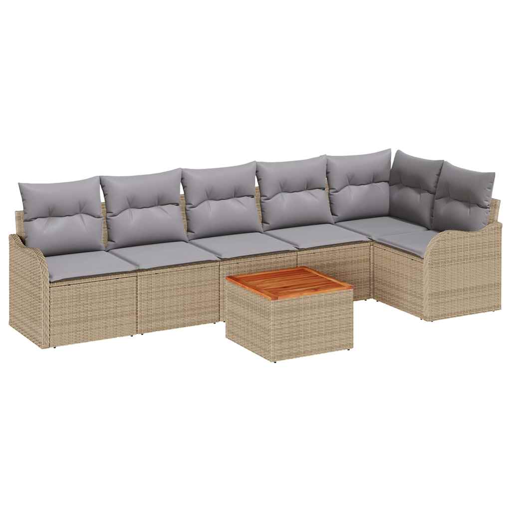 Havesofa Sæt 7 stk. Beige polyrattan