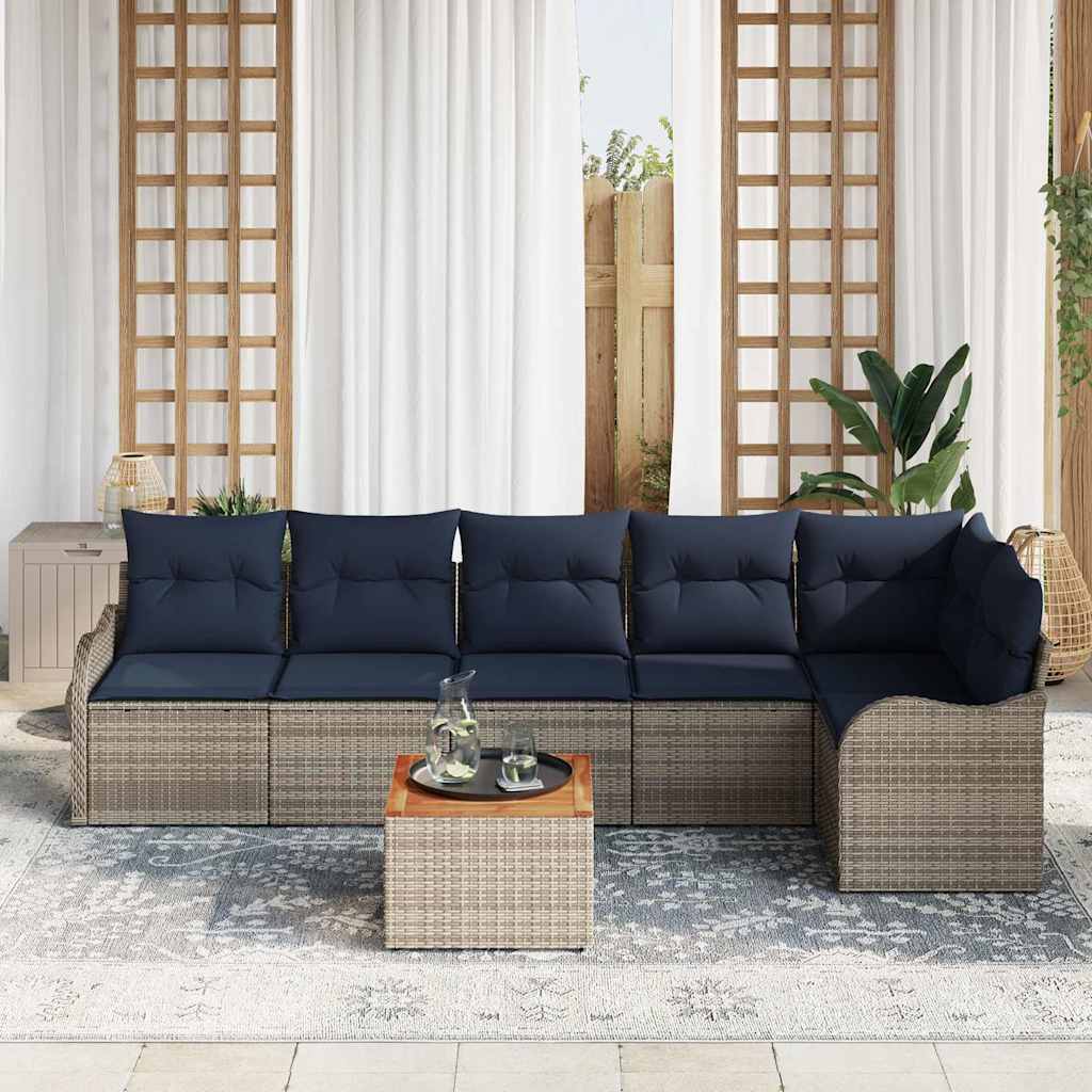Havesofa Sæt 7 stk. Grå polyrattan