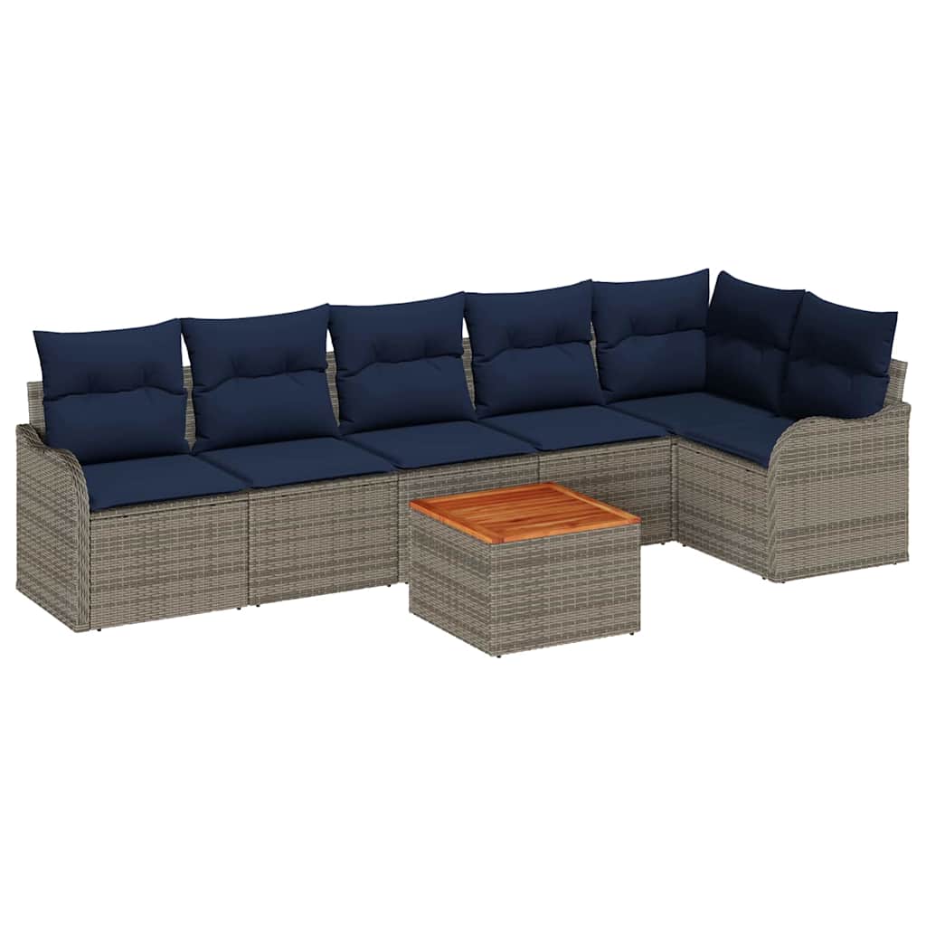 Havesofa Sæt 7 stk. Grå polyrattan