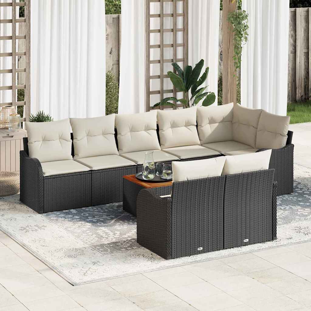 Havesofa Sæt 9 stk. Sort polyrattan