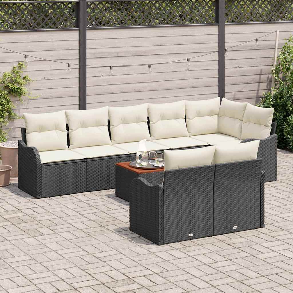 Havesofa Sæt 9 stk. Sort polyrattan