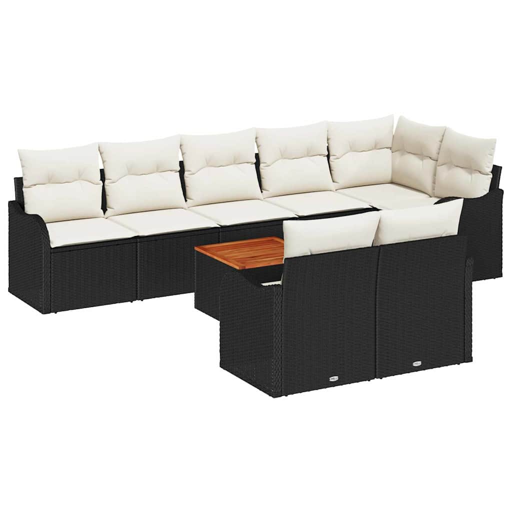 Havesofa Sæt 9 stk. Sort polyrattan