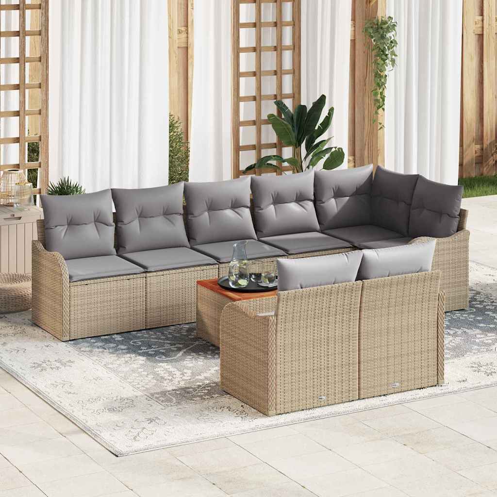 Havesofa Sæt 9 stk. Beige polyrattan