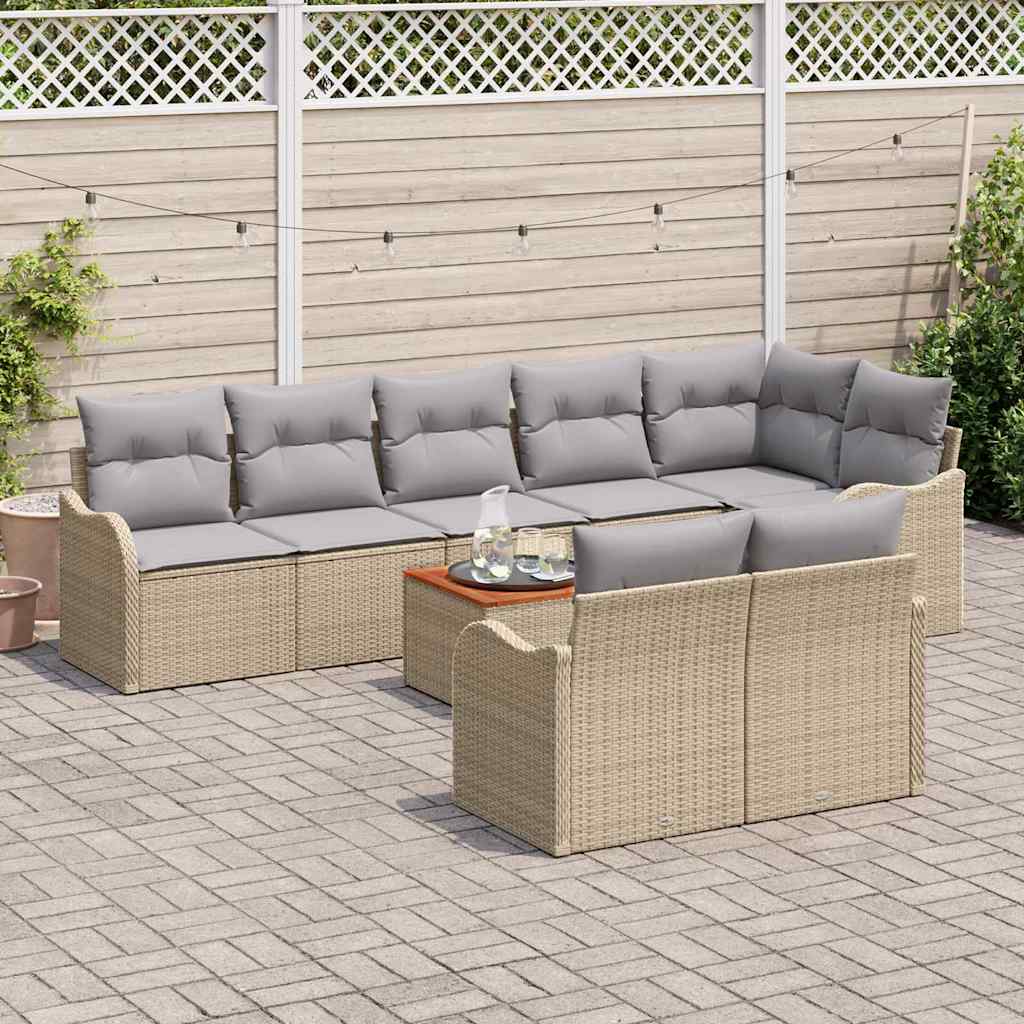 Havesofa Sæt 9 stk. Beige polyrattan