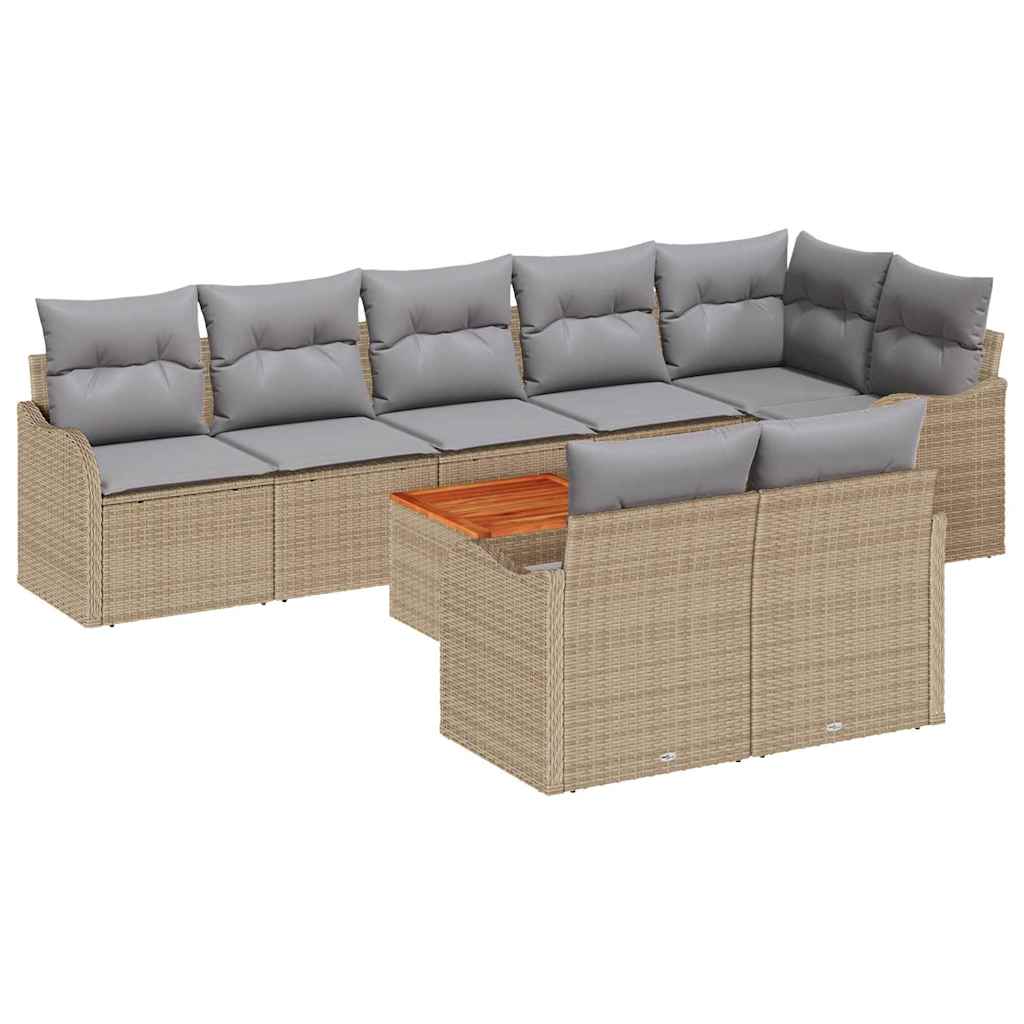 Havesofa Sæt 9 stk. Beige polyrattan