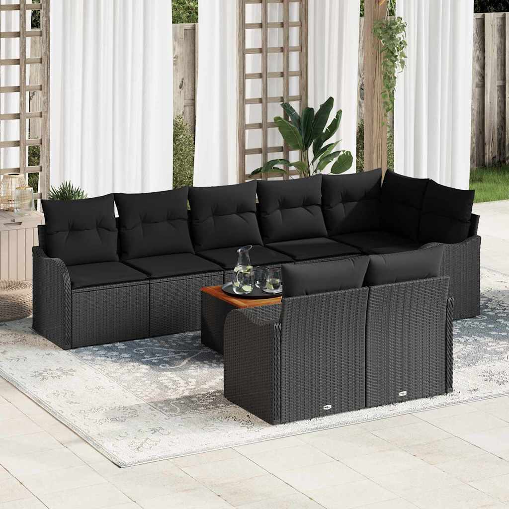 Havesofa Sæt 9 stk. Sort polyrattan