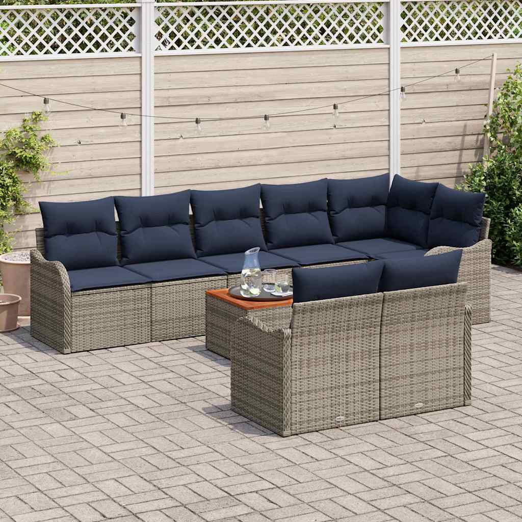 Havesofa Sæt 9 stk. Grå polyrattan