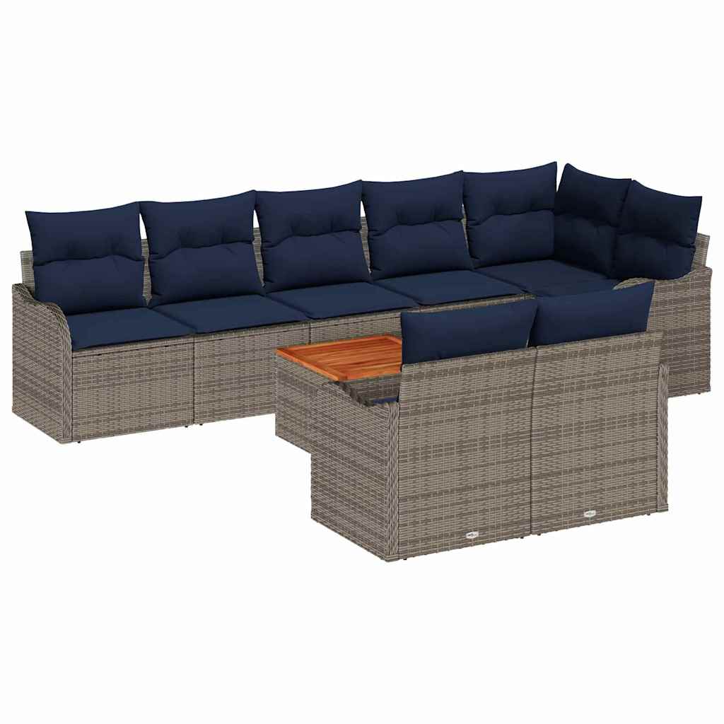 Havesofa Sæt 9 stk. Grå polyrattan