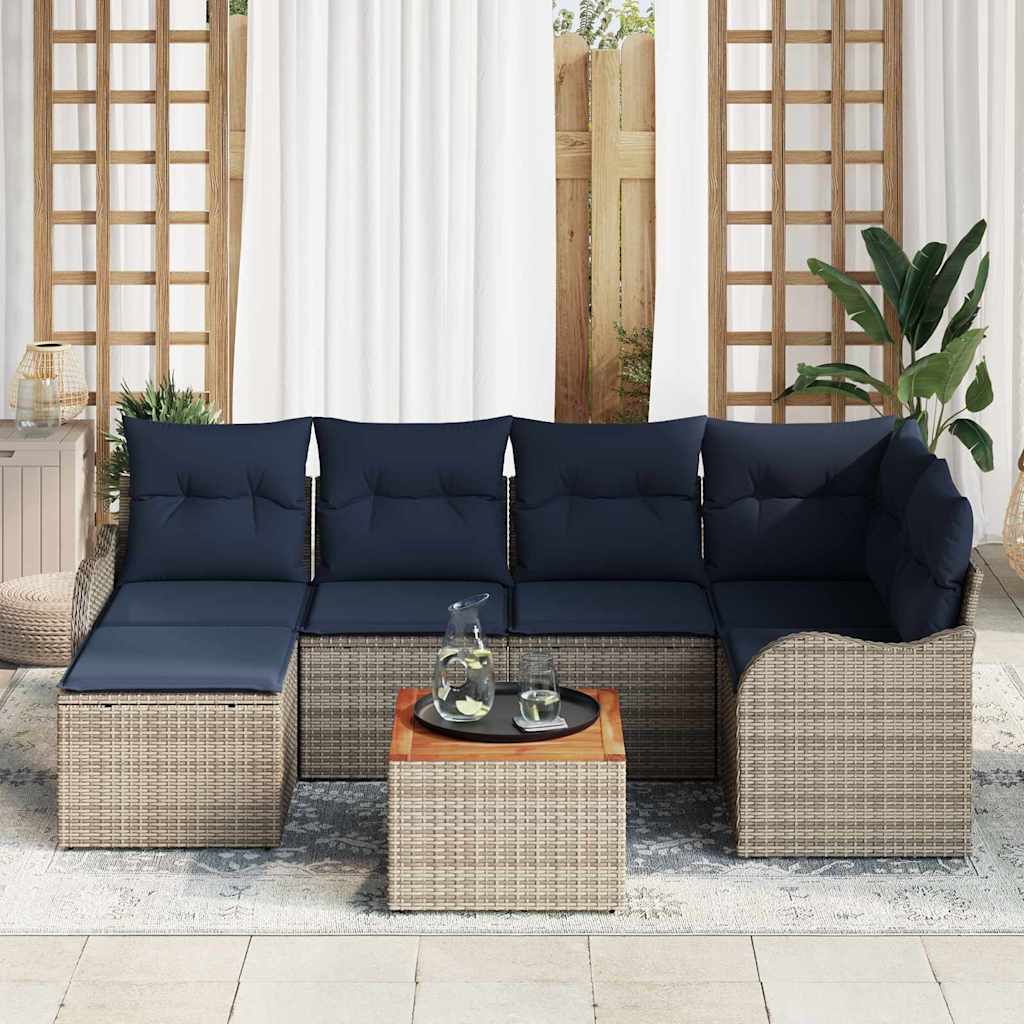Havesofa Sæt 7 stk. Grå polyrattan