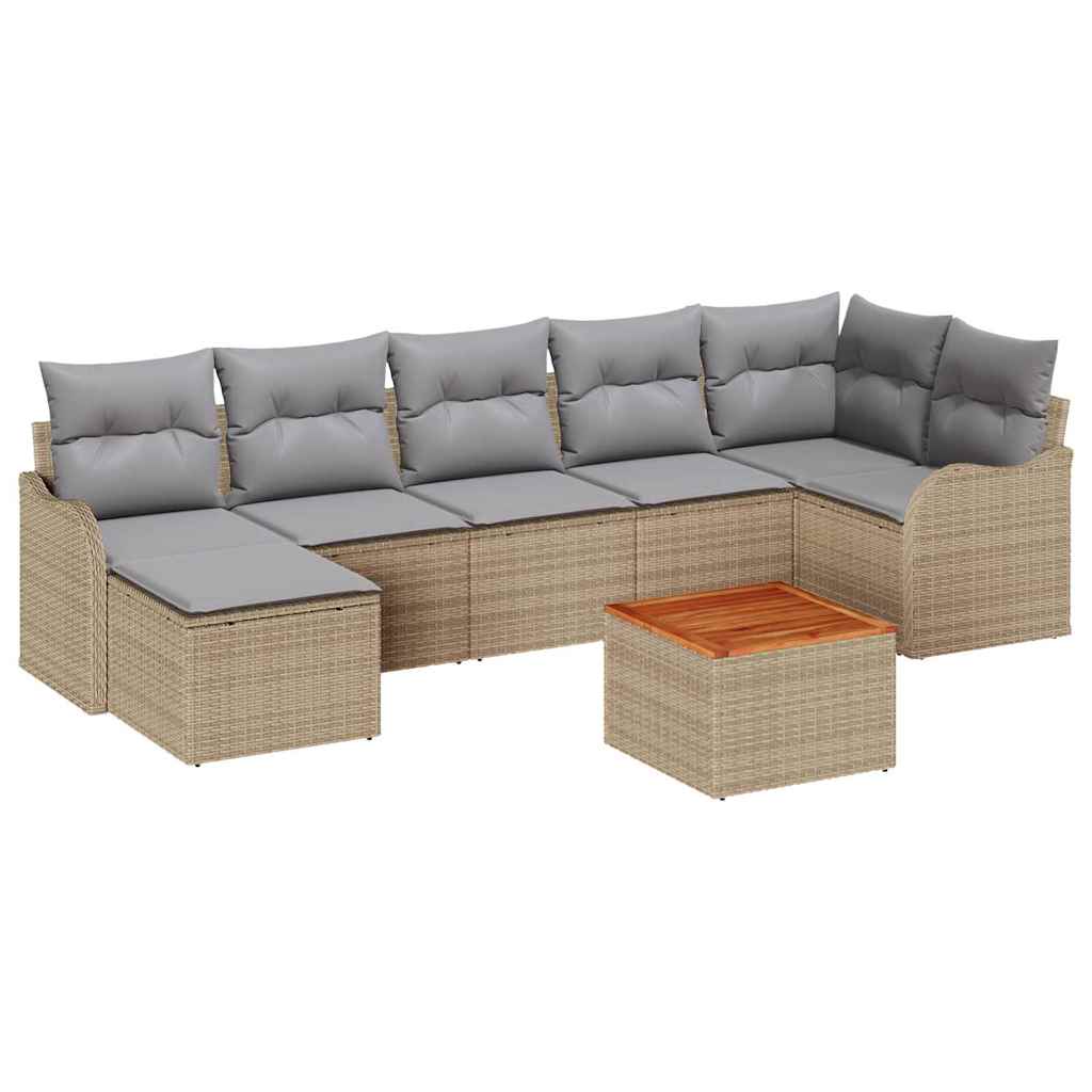 Havesofa Sæt 8 stk. Beige polyrattan