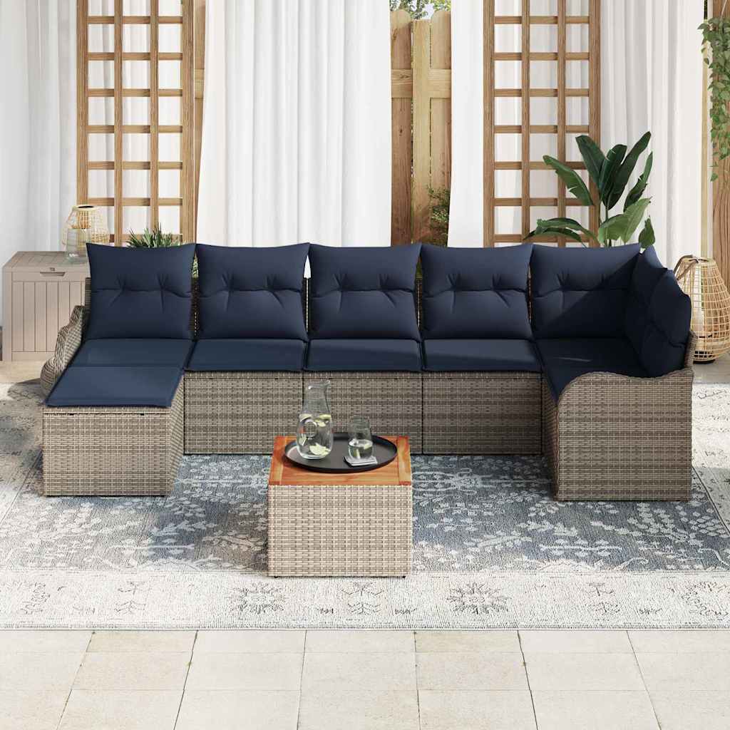 Havesofa Sæt 8 stk. Grå polyrattan