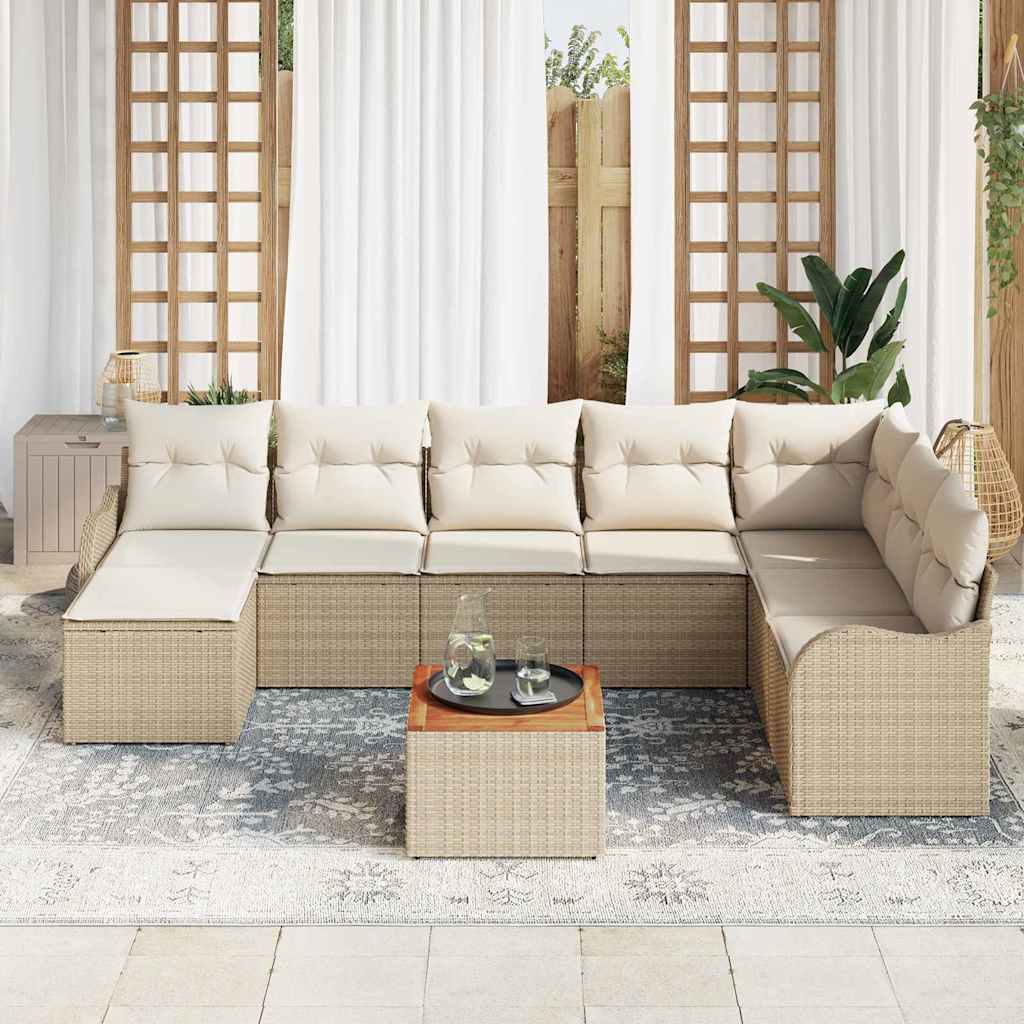 Havesofa Sæt 9 stk. Beige polyrattan
