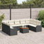 Havesofa Sæt 10 stk. Sort polyrattan
