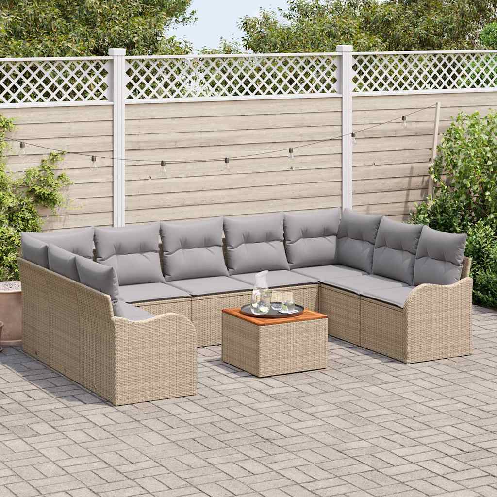 Havesofa Sæt 10 stk. Beige polyrattan