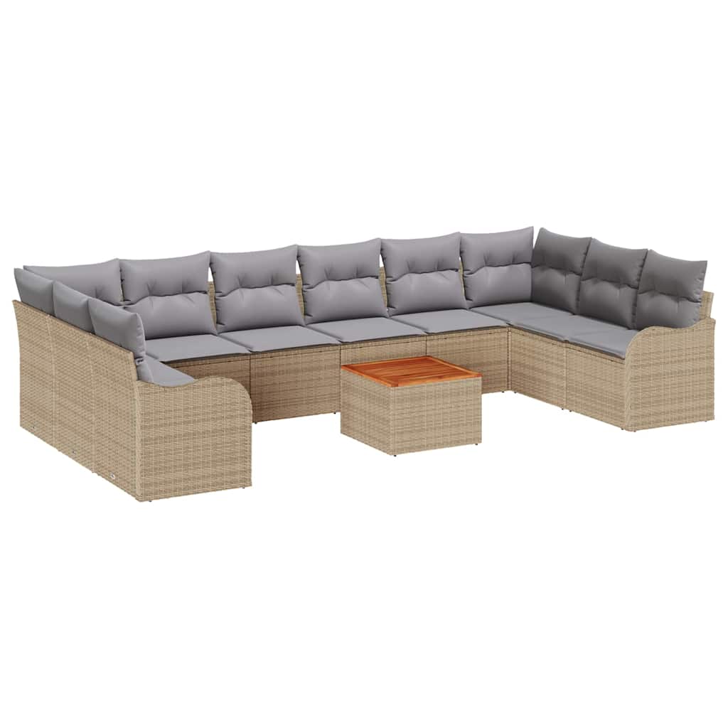 Havesofa Sæt 10 stk. Beige polyrattan