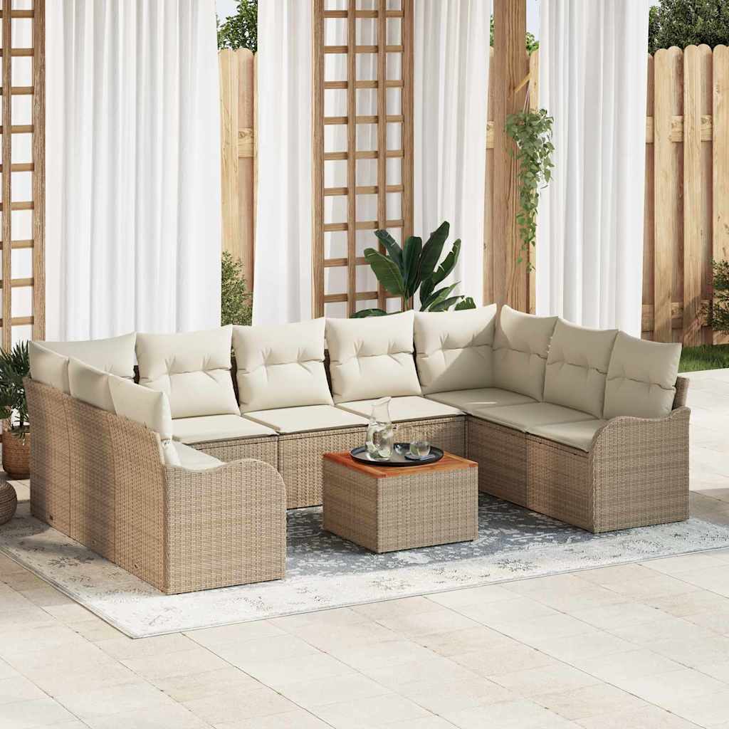 Havesofa Sæt 10 stk. Beige polyrattan