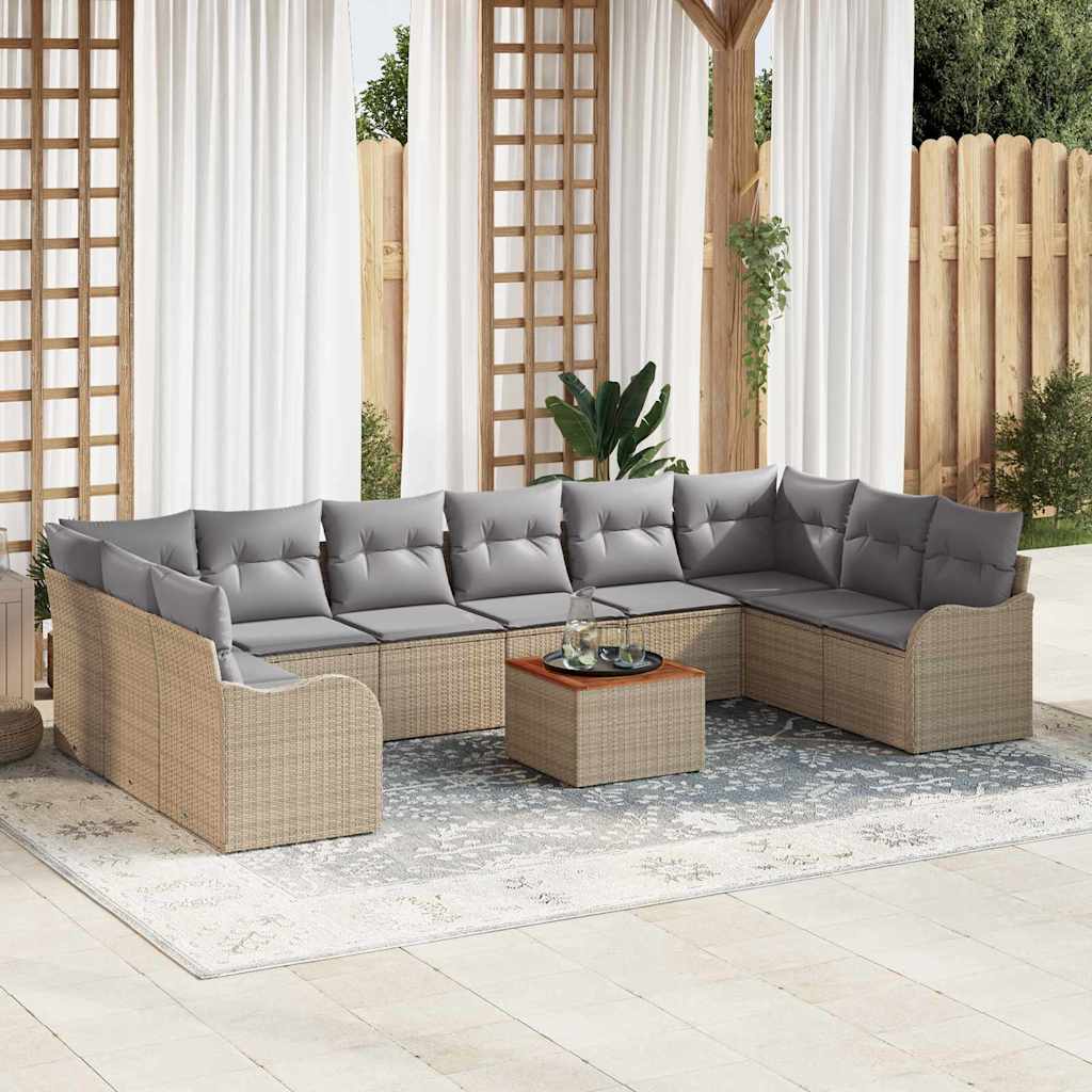 Havesofa Sæt 11 stk. Beige polyrattan