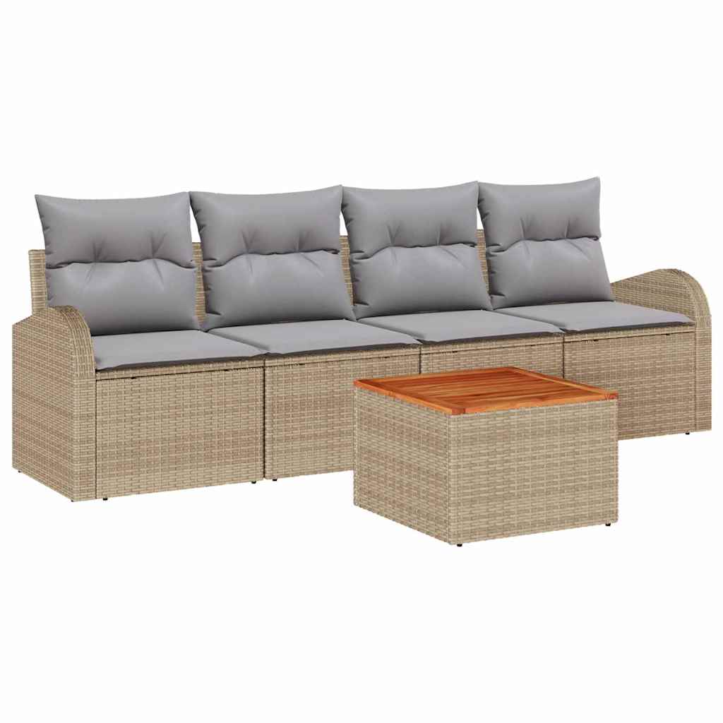 Havesofa Sæt 5 stk. Beige polyrattan