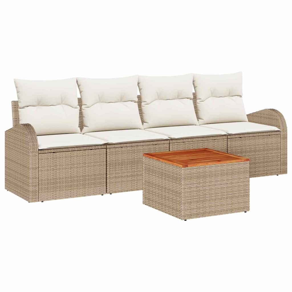 Havesofa Sæt 5 stk. Beige polyrattan