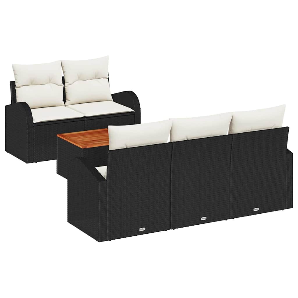 Havesofa Sæt 6 stk. Sort polyrattan