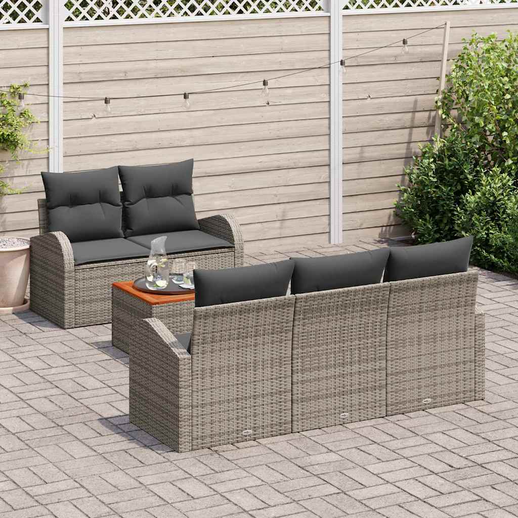 Havesofa Sæt 6 stk. Grå polyrattan