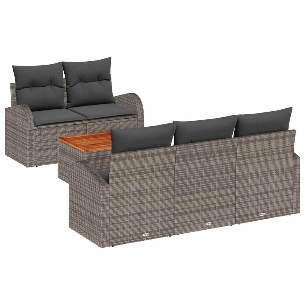 Havesofa Sæt 6 stk. Grå polyrattan