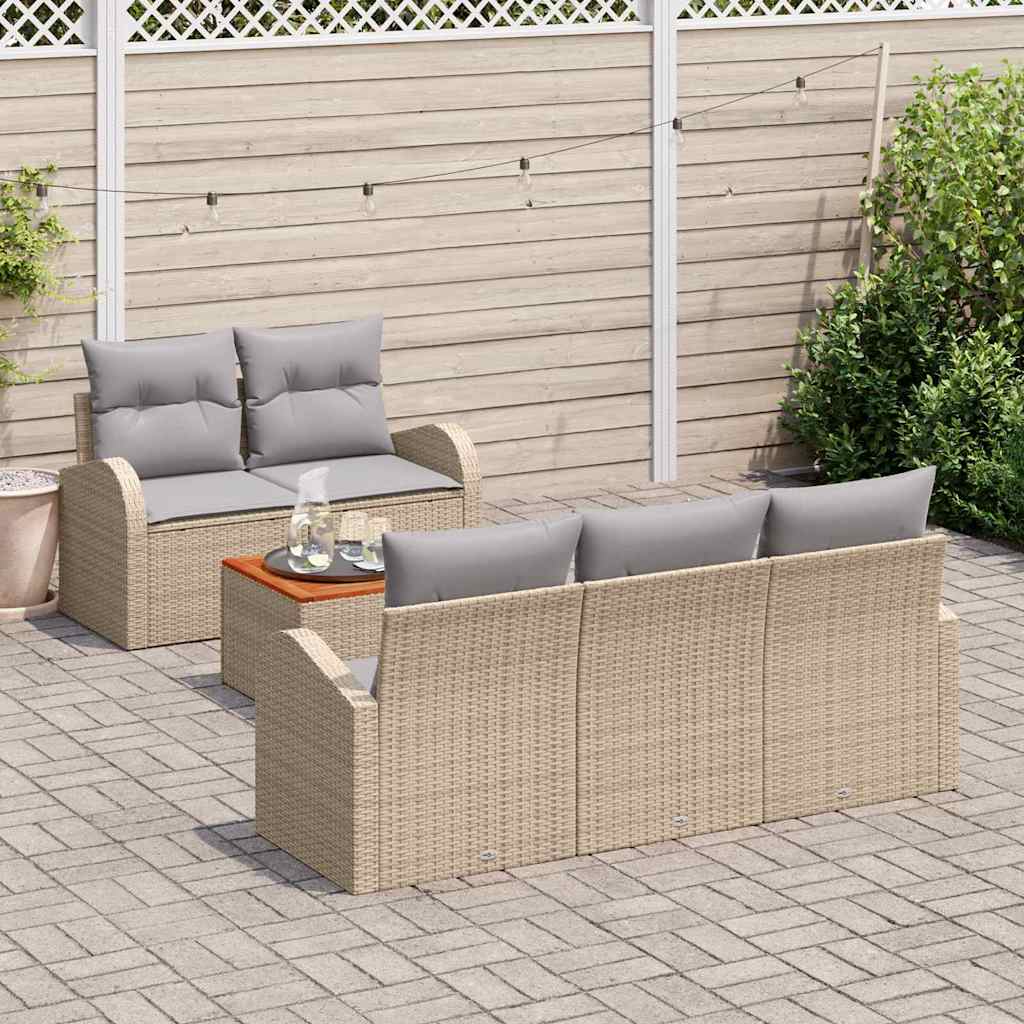 Havesofa Sæt 6 stk. Beige polyrattan
