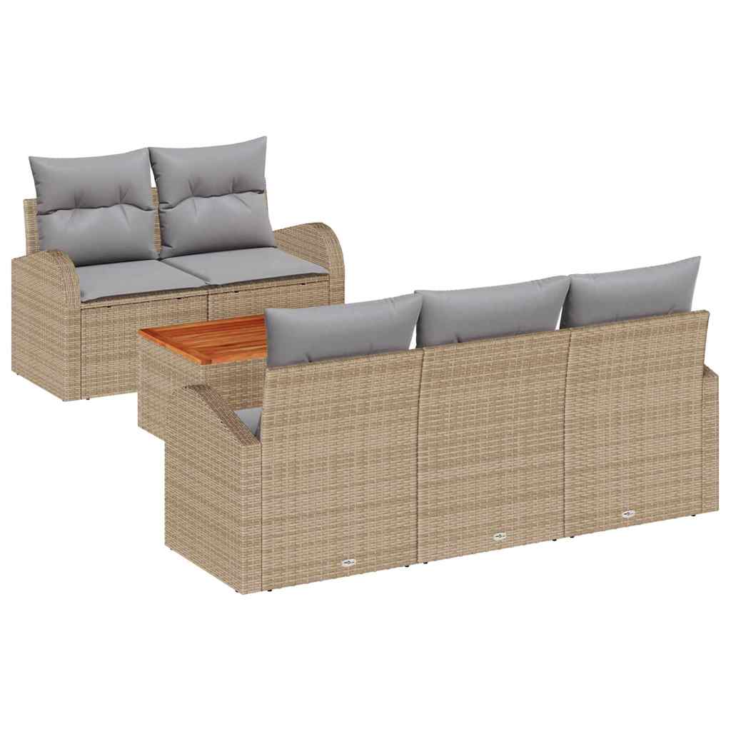 Havesofa Sæt 6 stk. Beige polyrattan
