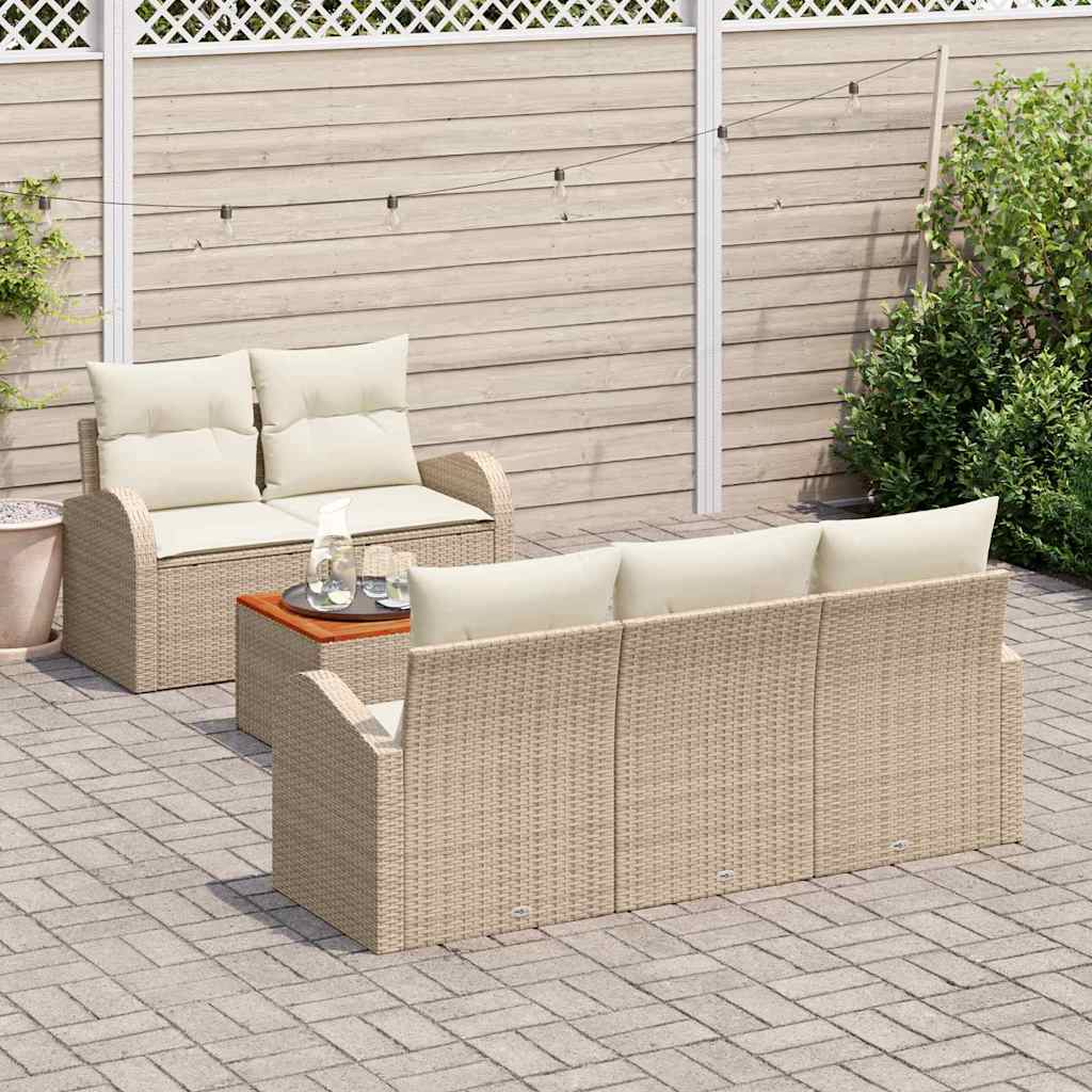 Havesofa Sæt 6 stk. Beige polyrattan